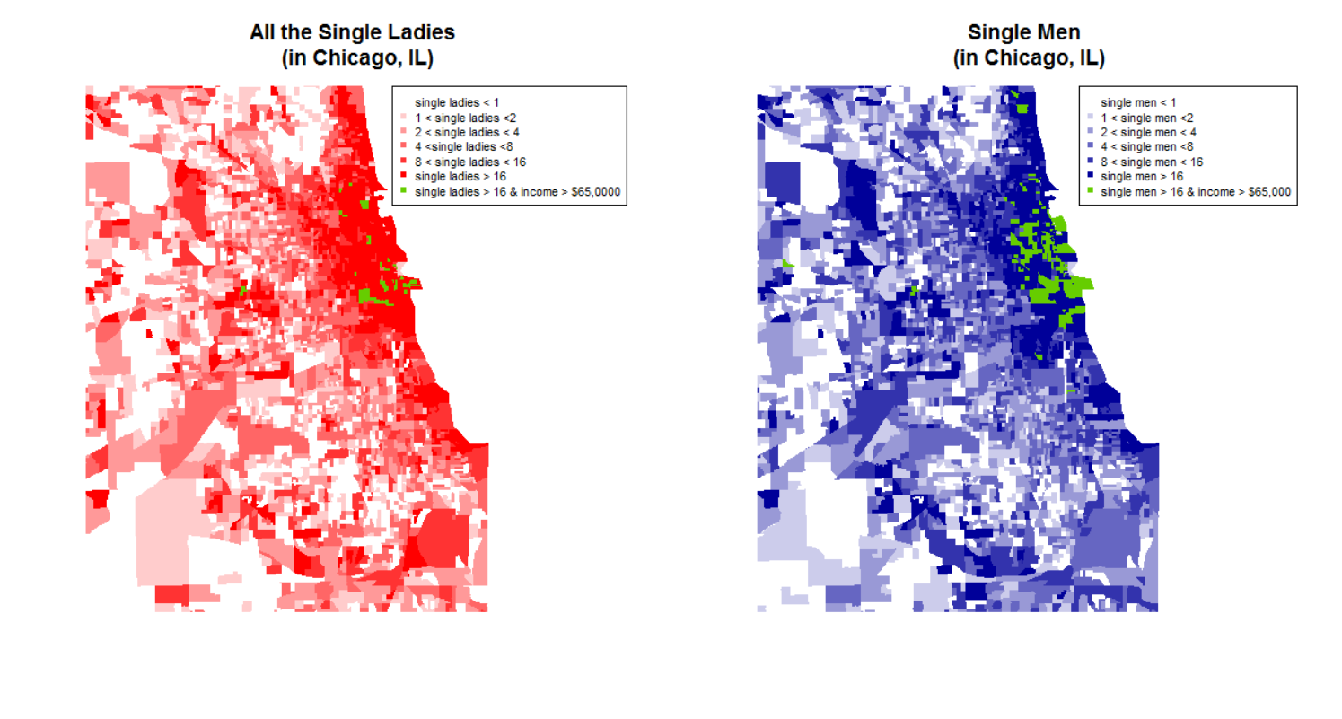 	High concentration of singles in the heart of the city. More rich men than rich women.