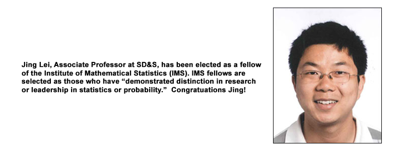 Jing Lei elected as IMS Fellow