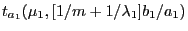 $t_{a_1}(\mu_1,[1/m+1/\lambda_1]b_1/a_1)$
